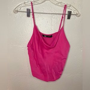 ZARA PINK MEDIUM SATIN CROP TOP